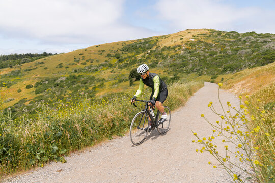 Biking outside on trail