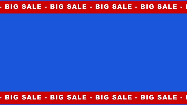 Big sale red scrolling banner animation on blue background