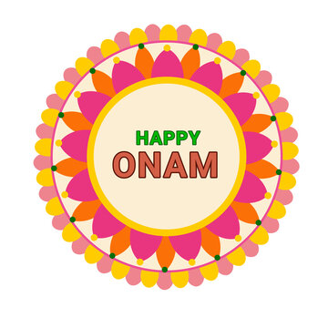 happy onam floral pookalam greeting design isolated on transparent background 