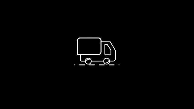 Minimalist Delivery Truck Animated Line Icon with Alpha Channel