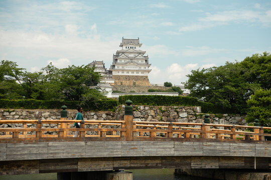 Tourist crossing Sakuramon Bridge