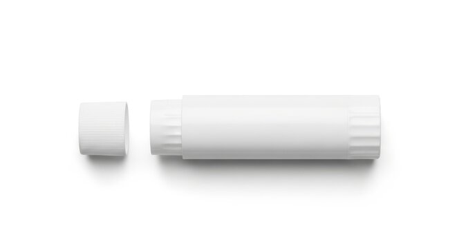 White Blank Lip Balm Tube with Cap Open, Isolated on White Background - Mockup Ready