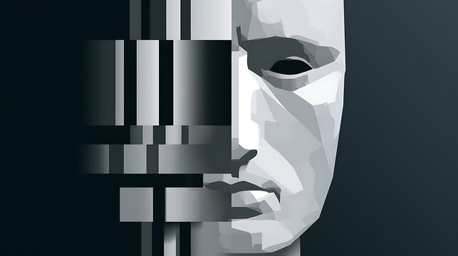 Glitchy Fragmented Face Digital Art Portrait
