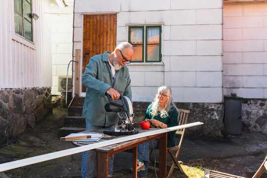 Senior Couple Spending Time Together on DIY Project