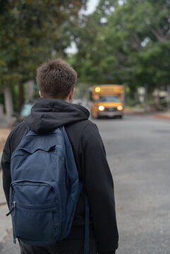 waiting for the school bus