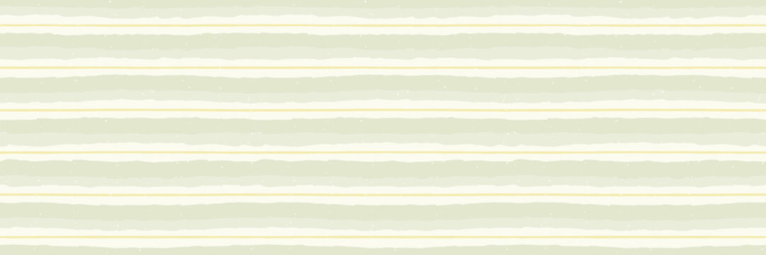 Watercolor baby stripe seamless pattern with soft sage green horizontal stripes and thin yellow lines on light background. Baby stripe watercolor pattern in muted pastel tones. Drag to swatches panel