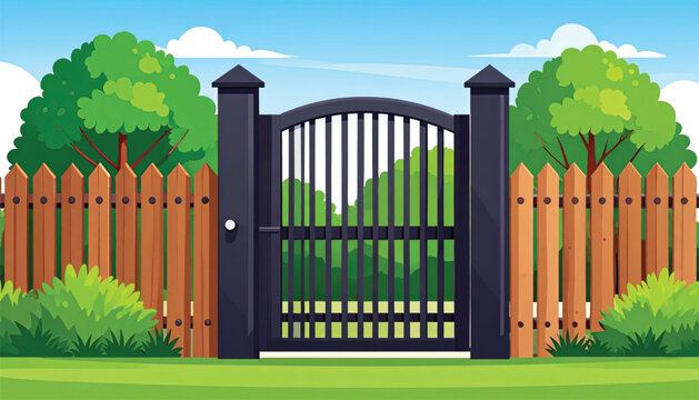 Black Metal Garden Gate Entrance.