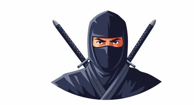 A cartoon ninja with two swords on his back