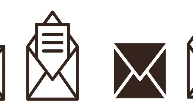 Envelope Icons with Open and Closed Mail Symbols on White Background k1hu1qy7 description