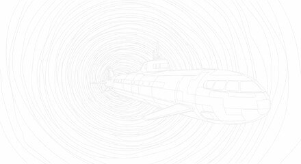 Futuristic submarine emerging from swirling abstract tunnel, concept art, science fiction © Ndak