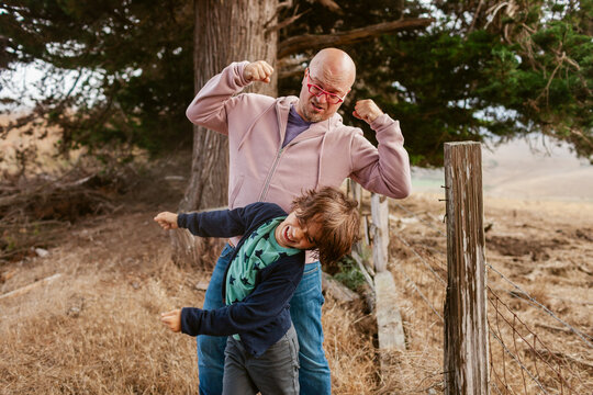 Father Son Play Outdoors