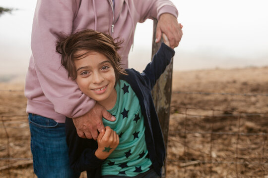 Kid holding hand dad Portrait