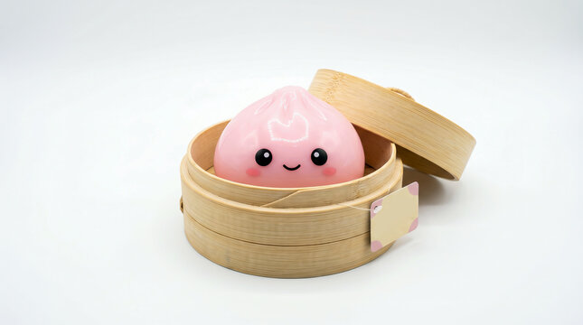 Cute squishy dumpling antistress toy in steamer