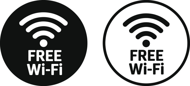 Two free wi- fi one black one white with wi- fi symbol wifi free wifi