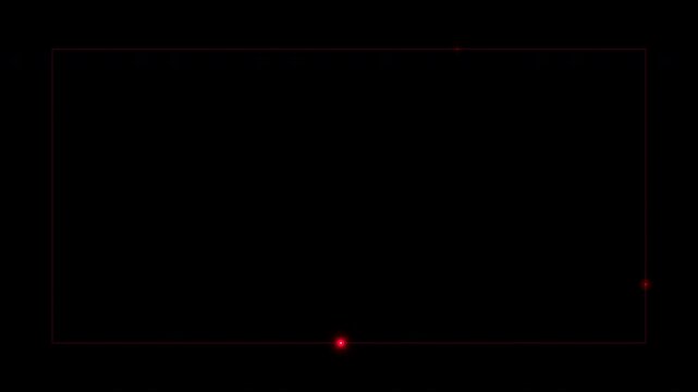 Motion of glowing red dots in a dark space creating dynamic visual effects.