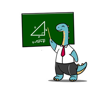 Dyno Teaching  of math doodle vector illustrtions