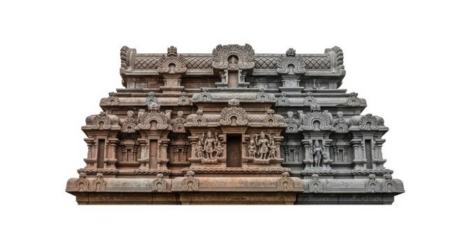 Intricate Stone Carving of Hindu Temple Vimana, South Indian Architecture, Ancient Sculpture