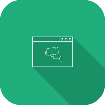 Website Security Camera Icon in Browser Window Line Art