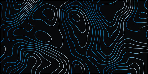 Blue neon topographic contour lines mapping background with topography abstract background elevation geographic cartography technology structure geometry illustration navigation landscape © MOHAMAD