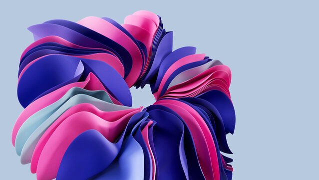 Abstract ribbon form in pink and purple