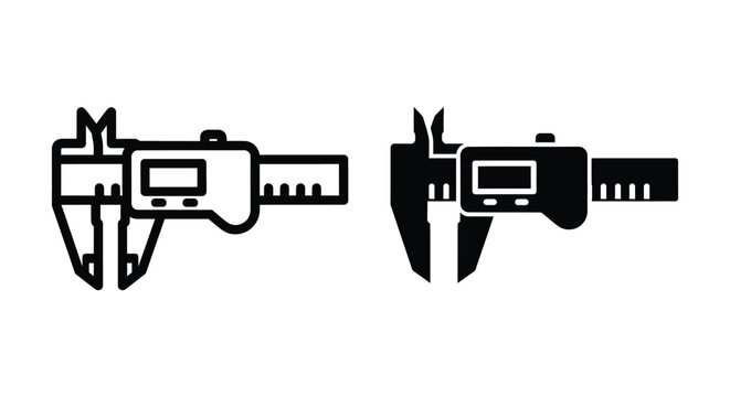 Digital caliper icon set measuring tool for precise measurement vector illustration isolated on white background