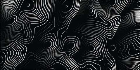 Abstract topographic map contour line pattern on black background with topographic abstract background minimalist elevation geography cartography visualization geometric monochrome structure © MOHAMAD