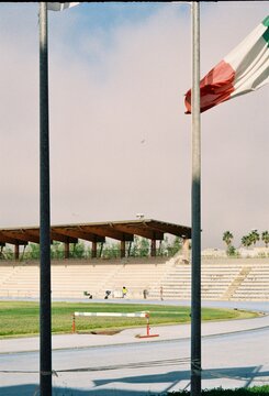 Italian Athletic Stadium with Flag in the Foreground