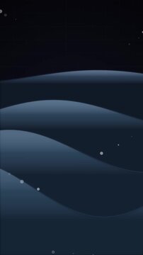 Calm Night Landscape Waves Rolling Across Soft Blue Dunes in Space Like Scene