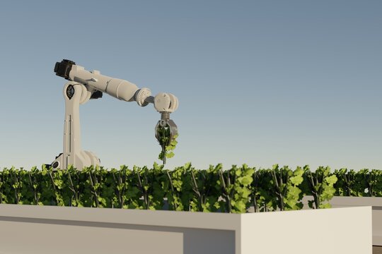 Robotics arm organic farm robot machine processing hand machinery factory green nature plant garden grow food warehouse natural rack glasshouse cos
