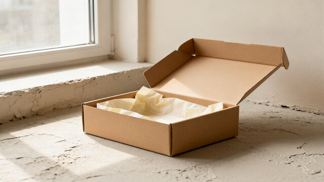 E-commerce product background with blank packaging set with twine advertisi