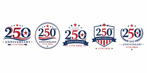 Fototapeta premium Assortment of five 250th anniversary for united states celebration