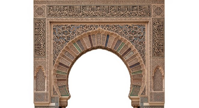 Intricate Islamic Archway Entrance with Arabic Calligraphy and Geometric Patterns