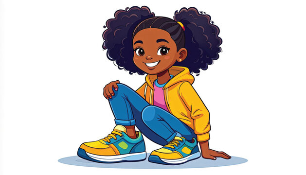 African American little girl cartoon character.