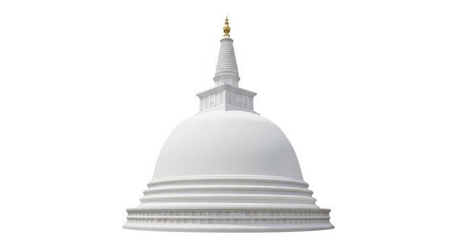 White Buddhist Stupa on White Background - Religious Temple Architecture