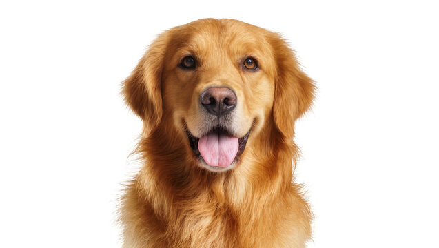 Golden Retriever dog head portrait happy expression, tongue out