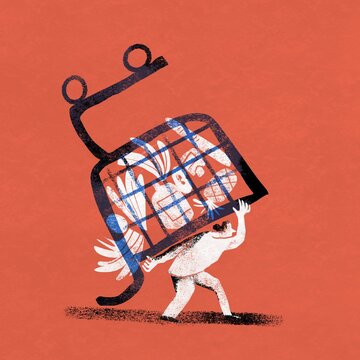 Woman Carrying Shopping Cart &ndash; Cost of Living Concept