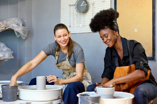 Women Work Together on Pottery