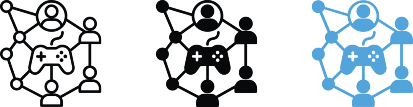 Online Gaming Network Social Connection Multiplayer Video Game Community Icons
