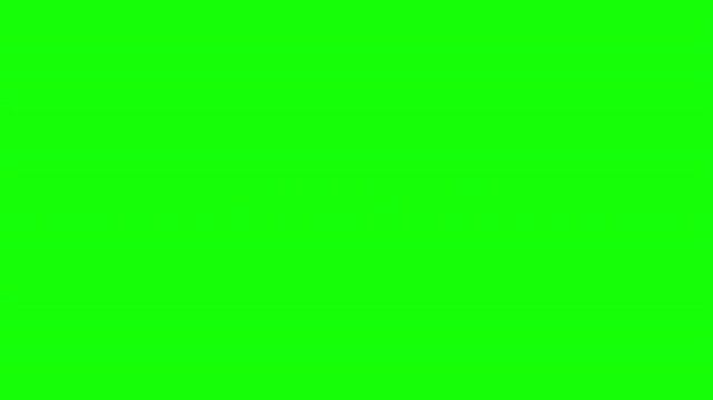 Glowing orange neon letters animating start text message for video editing overlay on green screen chroma key background.