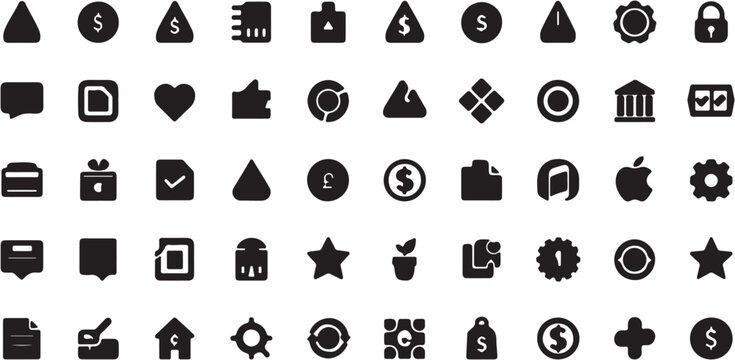Collection of various geometric shapes and symbols in black and white.