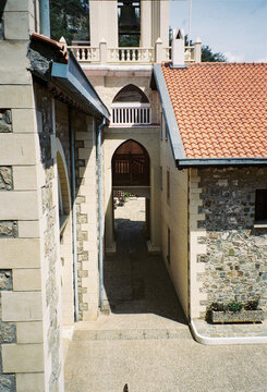 Historic Architecture in a Courtyard With Stone Walls and Tiles