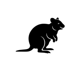 Fototapeta premium Black silhouette of a small kangaroo standing isolated on white background