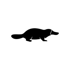 Fototapeta premium Minimalist platypus silhouette icon vector illustration with semi aquatic