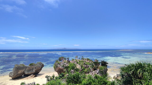 View to Beautiful Sea and Island in Sunny Day