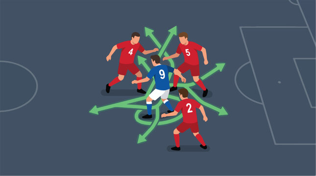 Striker Escaping Defensive Pressure Using Tactical Movement Soccer Vector