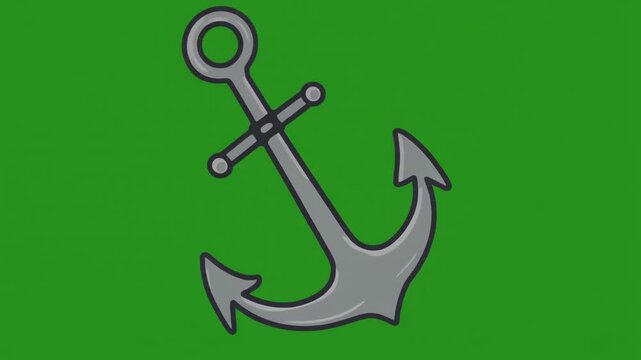 A simple gray anchor icon vector on a green background