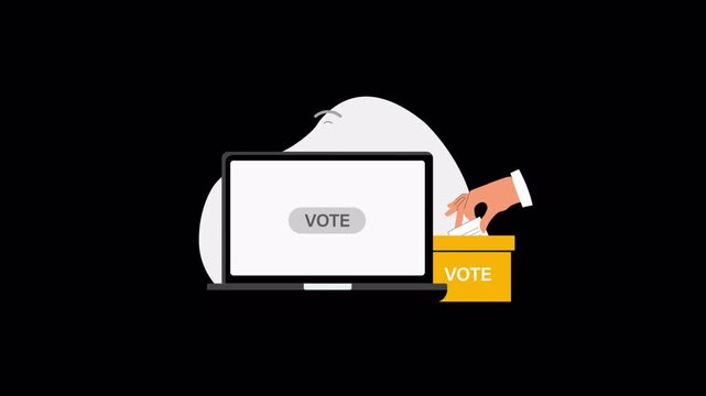 Online Voting with Laptop. E-Voting, Digital Elections Concept Animation Video - Transparent