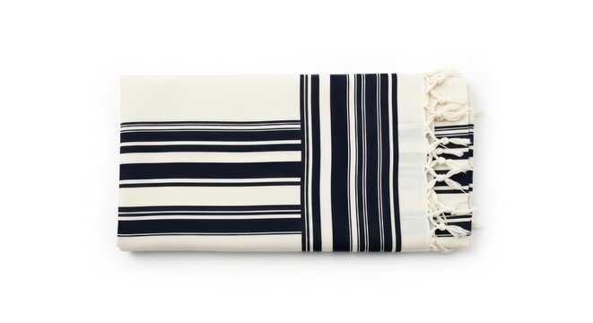 Jewish Tallit Prayer Shawl with Blue and White Stripes - Isolated on White