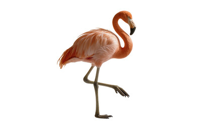 Pink flamingo standing on one leg with bent knee © Elowen