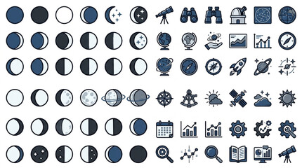 Collection of Astronomy and Science Icons. © Ri